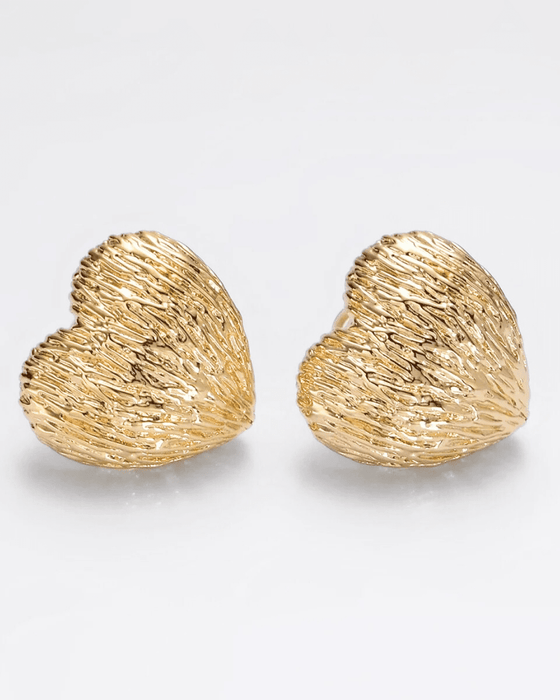 Textured Heart Studs - thechristyfcollection