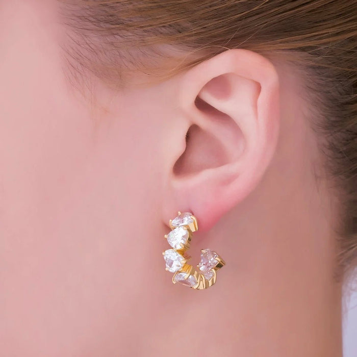 Diamond Heart Hoops - thechristyfcollection