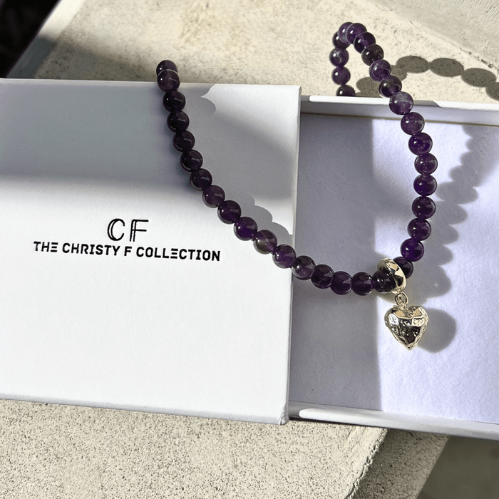 Amethyst Heart Necklace - thechristyfcollection