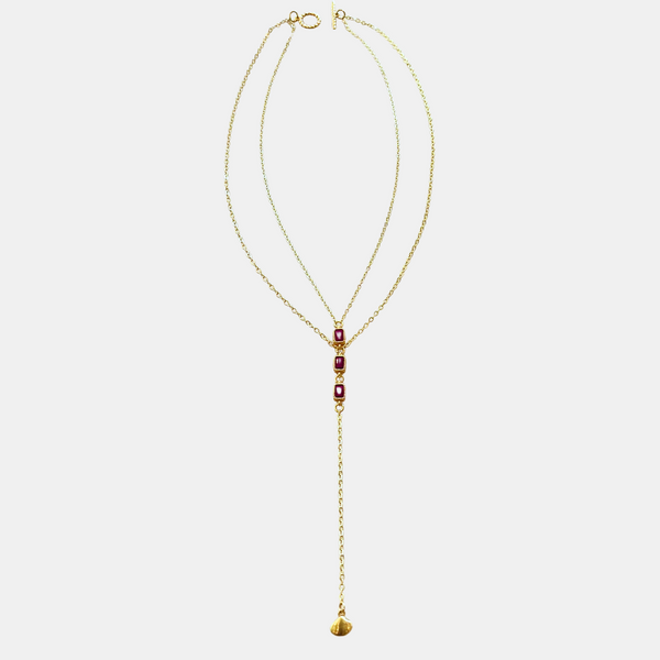 Tiered Ruby Lariat Drop