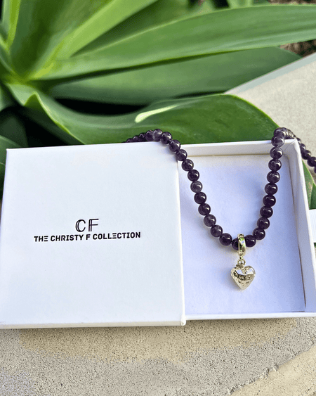 Amethyst Heart Necklace - thechristyfcollection