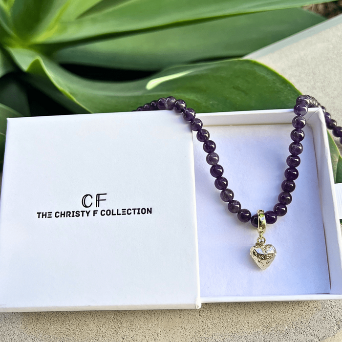 Amethyst Heart Necklace - thechristyfcollection