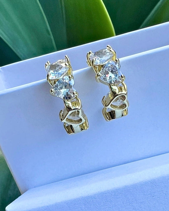 Diamond Heart Hoops - thechristyfcollection