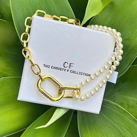 Modern Pearl Link Necklace - thechristyfcollection