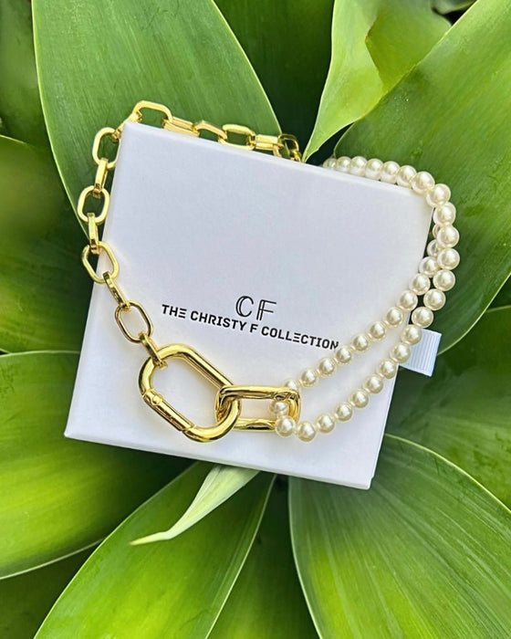 Modern Pearl Link Necklace - thechristyfcollection