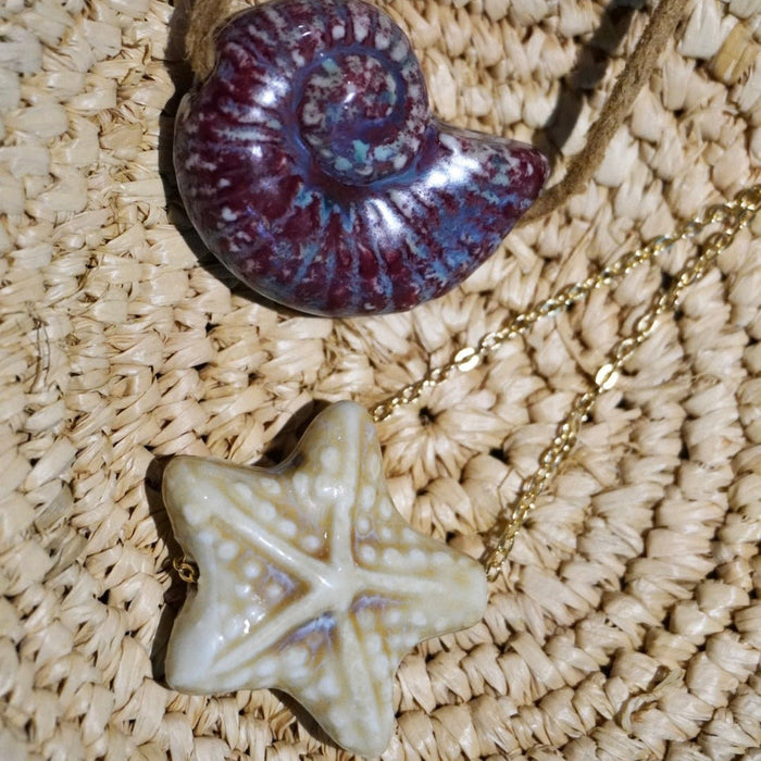 Cream Starfish Ceramic Necklace - thechristyfcollection