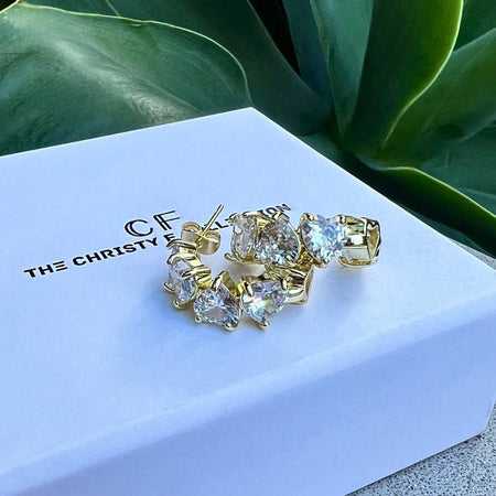 Diamond Heart Hoops - thechristyfcollection