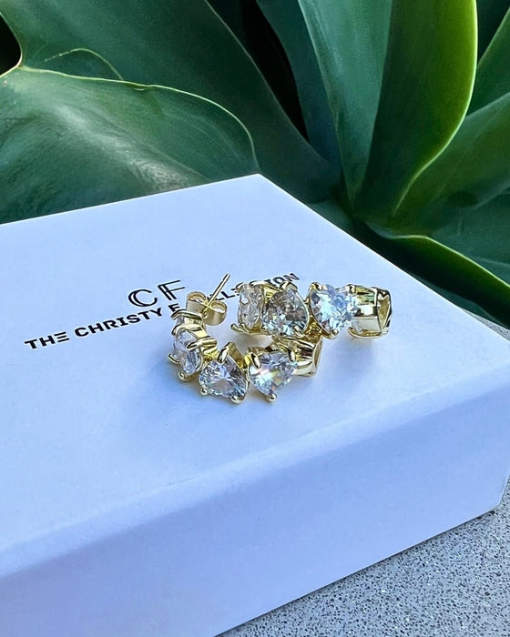 Diamond Heart Hoops - thechristyfcollection