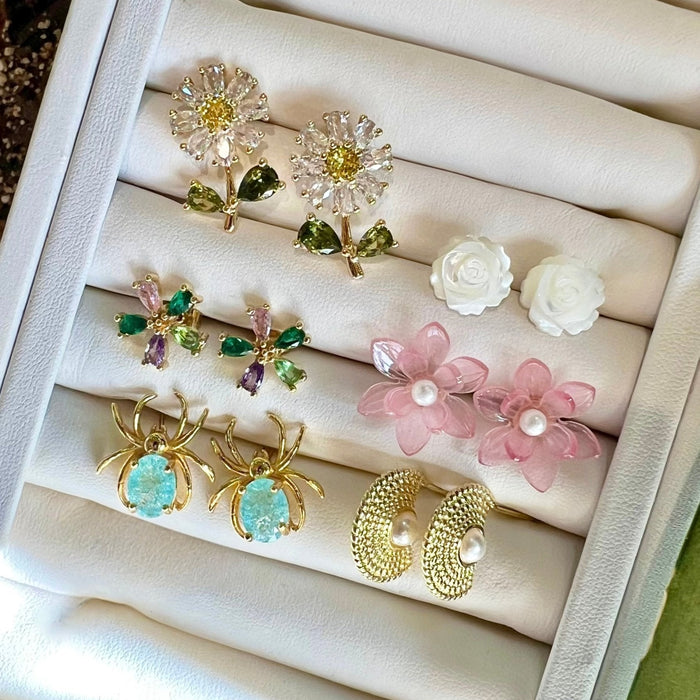 Pearl Mosaic Stud Hoops - thechristyfcollection