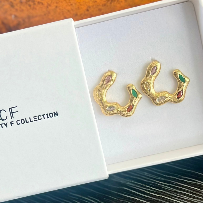 Geometric Gemstone Hoops