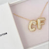 Diamond Puffy Initial Necklace - thechristyfcollection