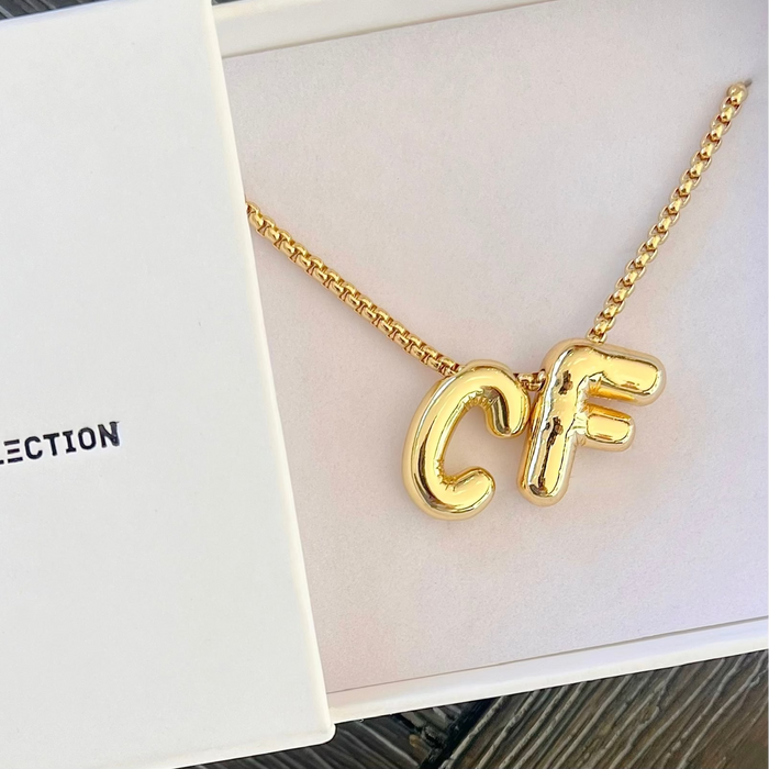 Gold Puffy Initial Pendant