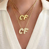 Diamond Puffy Initial Necklace - thechristyfcollection