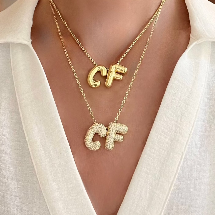Gold Puffy Initial Pendant