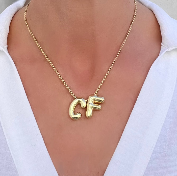 Gold Puffy Initial Pendant
