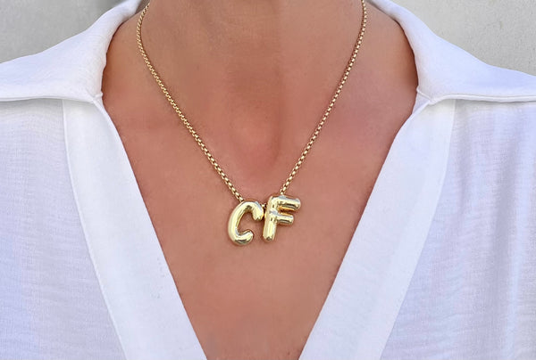 Gold Puffy Initial Pendant