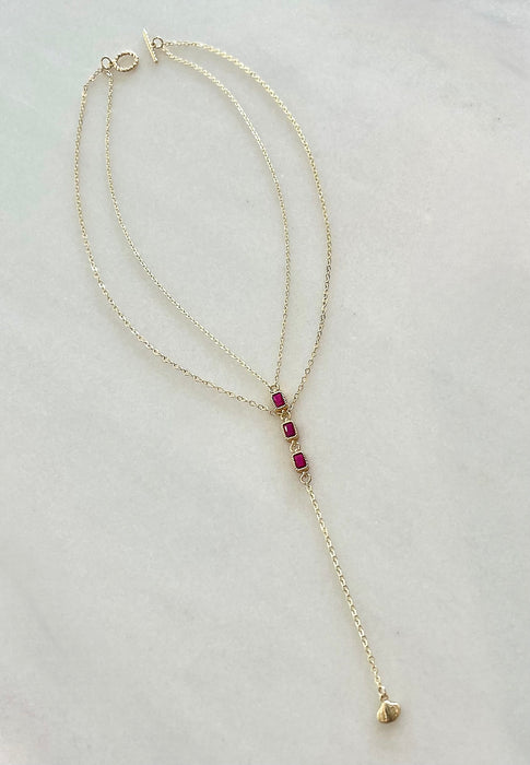 Tiered Ruby Lariat Drop