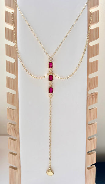 Tiered Ruby Lariat Drop