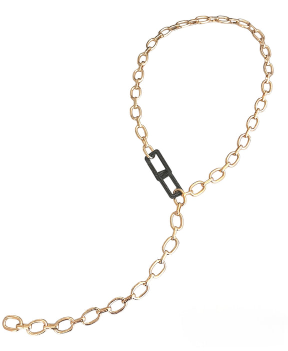 Black Diamond Gold Link Necklace