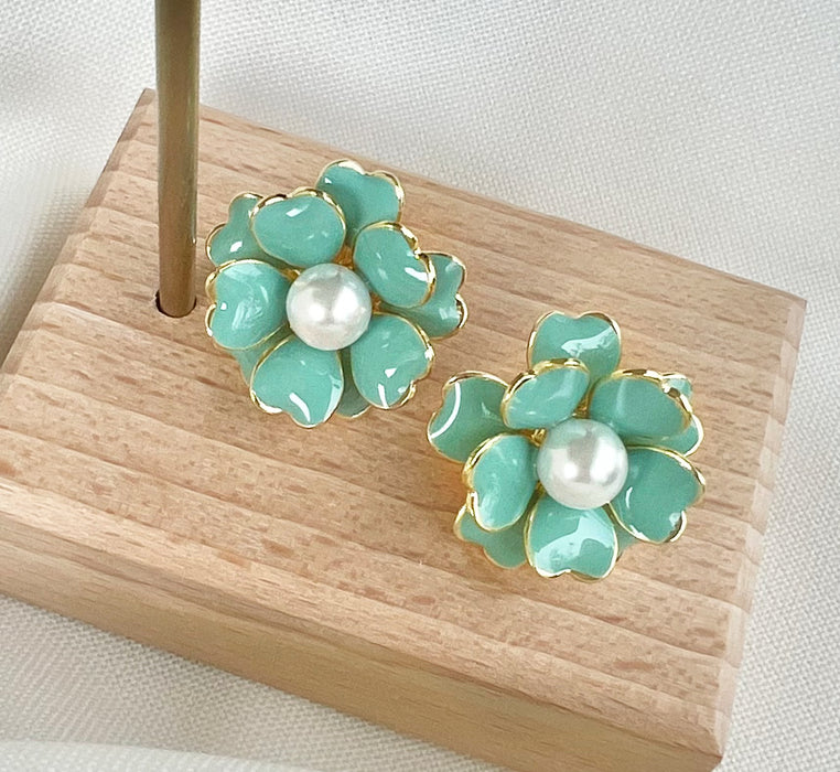 Turquoise Flower Studs