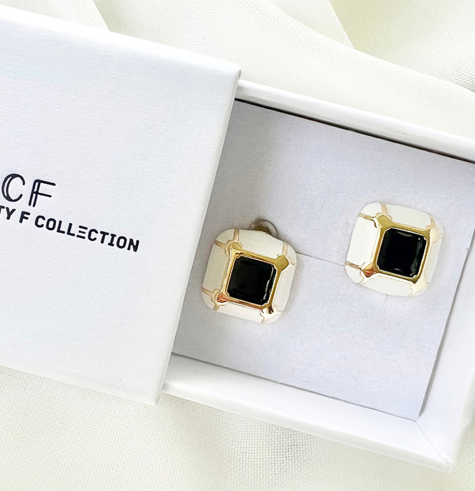 Black & White Enamel Studs