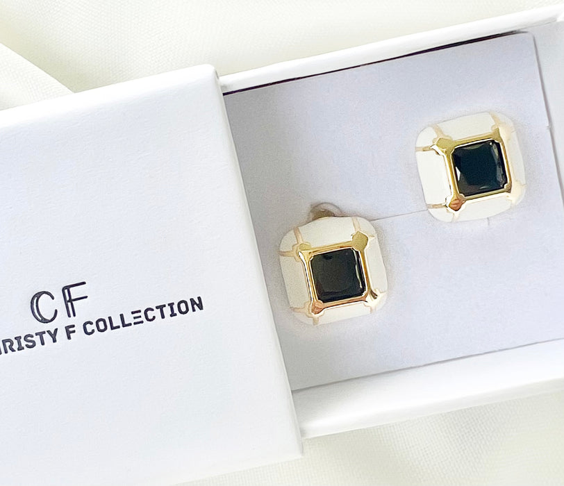 Black & White Enamel Studs