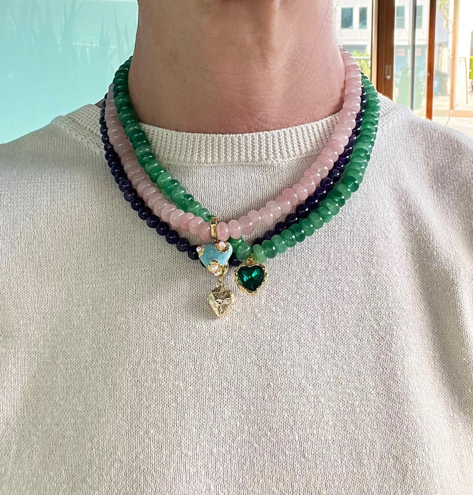 Pink Agate Heart Necklace - thechristyfcollection