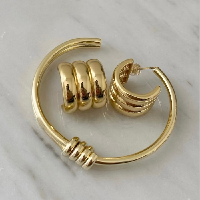 Triple Groove Earrings