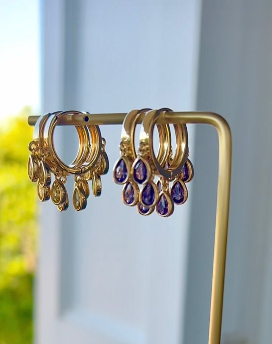 Teardrop Gemstone Hoops