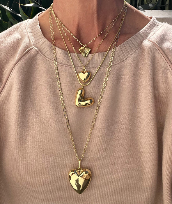 Bold Puffy Heart Necklace