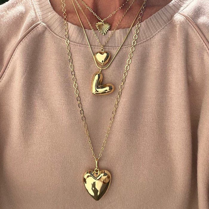 Bold Puffy Heart Necklace - thechristyfcollection