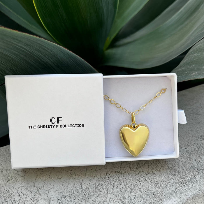 Bold Puffy Heart Necklace - thechristyfcollection