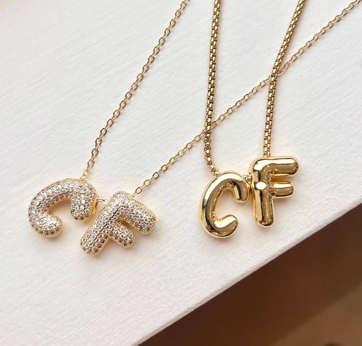 Gold Puffy Initial Pendant