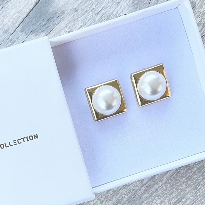 Square Pearl Studs