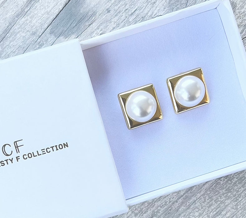 Square Pearl Studs