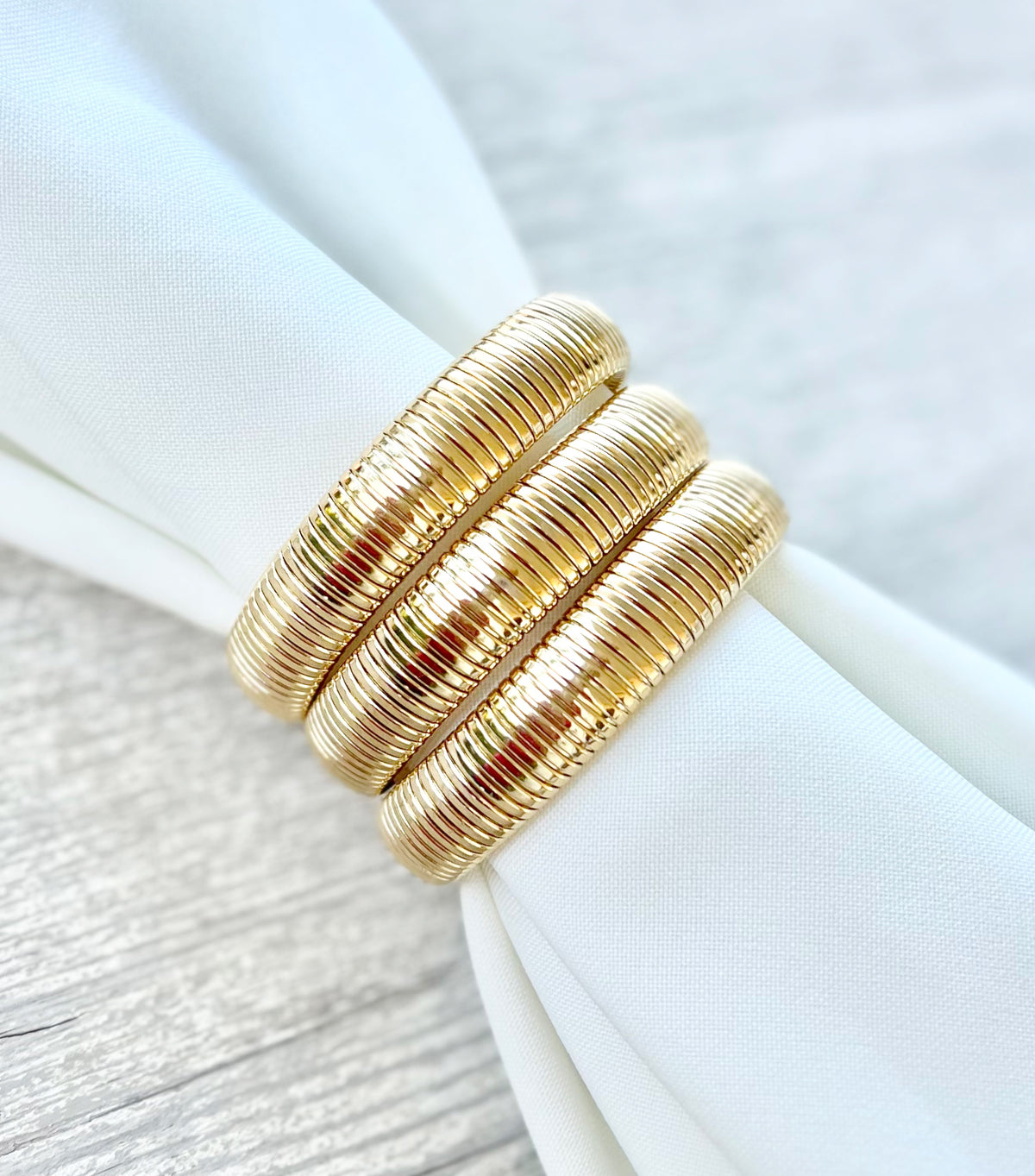 WORN GOLD ORGANIC HINGED WRAP BANGLE main image 1