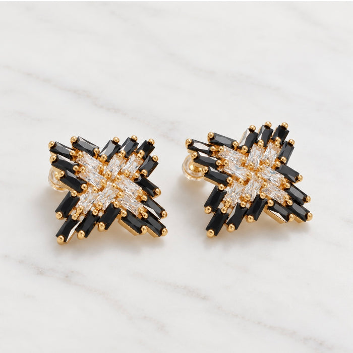 Black Art Deco Studs