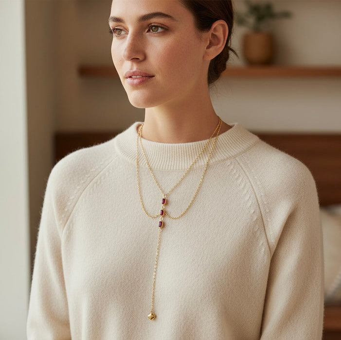 Tiered Ruby Lariat Drop