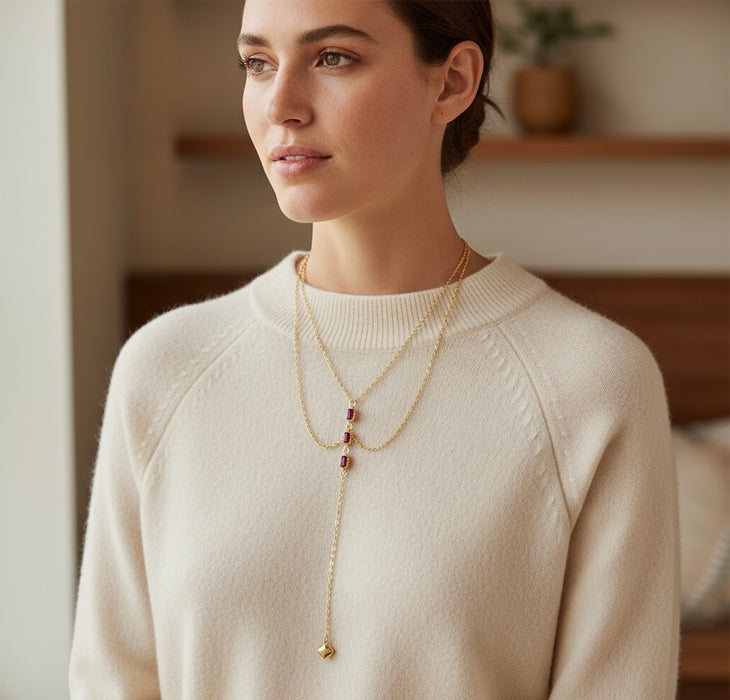 Tiered Ruby Lariat Drop