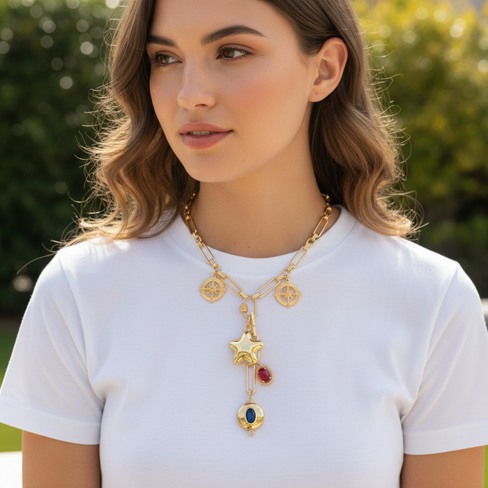 Chunky Colored Charms Necklace