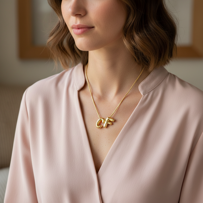 Gold Puffy Initial Pendant