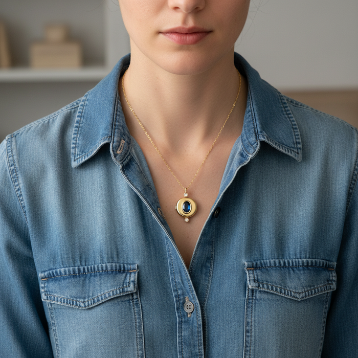 Sapphire Locket Necklace