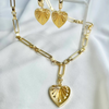 Falling in Love gold-filled heart medallion necklace on paperclip chain - The Christy F Collection