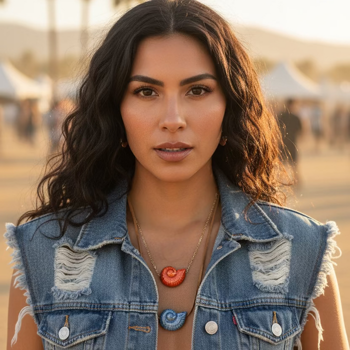 Orange Ceramic Shell Necklace