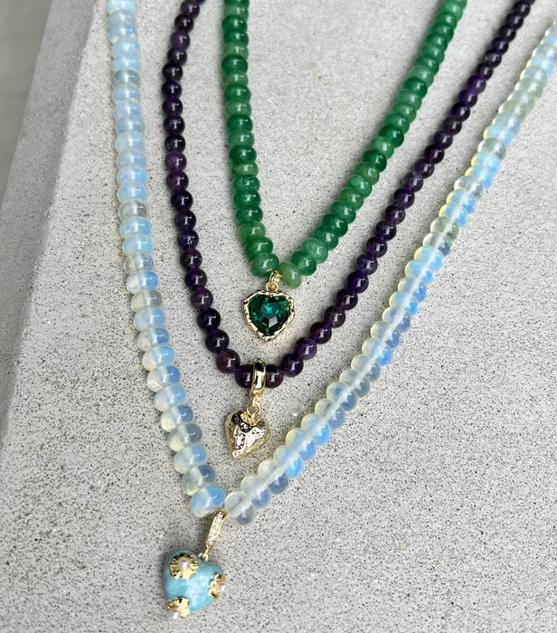 Green Agate Heart Necklace - thechristyfcollection