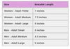 Table showing bracelet lengths for different size categories.