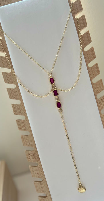 Tiered Ruby Lariat Drop