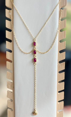 Tiered Ruby Lariat Drop