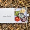 Colorful star-shaped and shell charms in a white box on a bed of wood chips, with 'The Christy F Collection' branding.