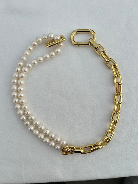 Modern Pearl Link Necklace - thechristyfcollection
